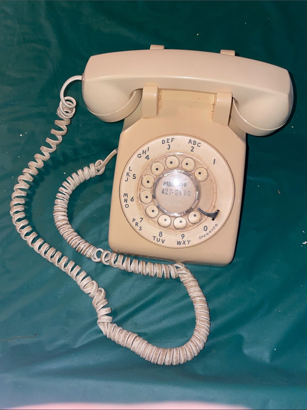 Classic Beige Rotary Desk Phone